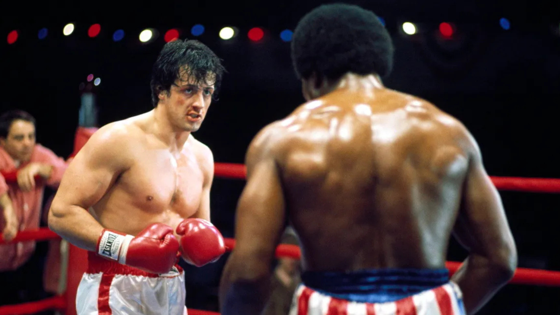 Rocky Balboa fights the reigning champion, Apollo Creed.